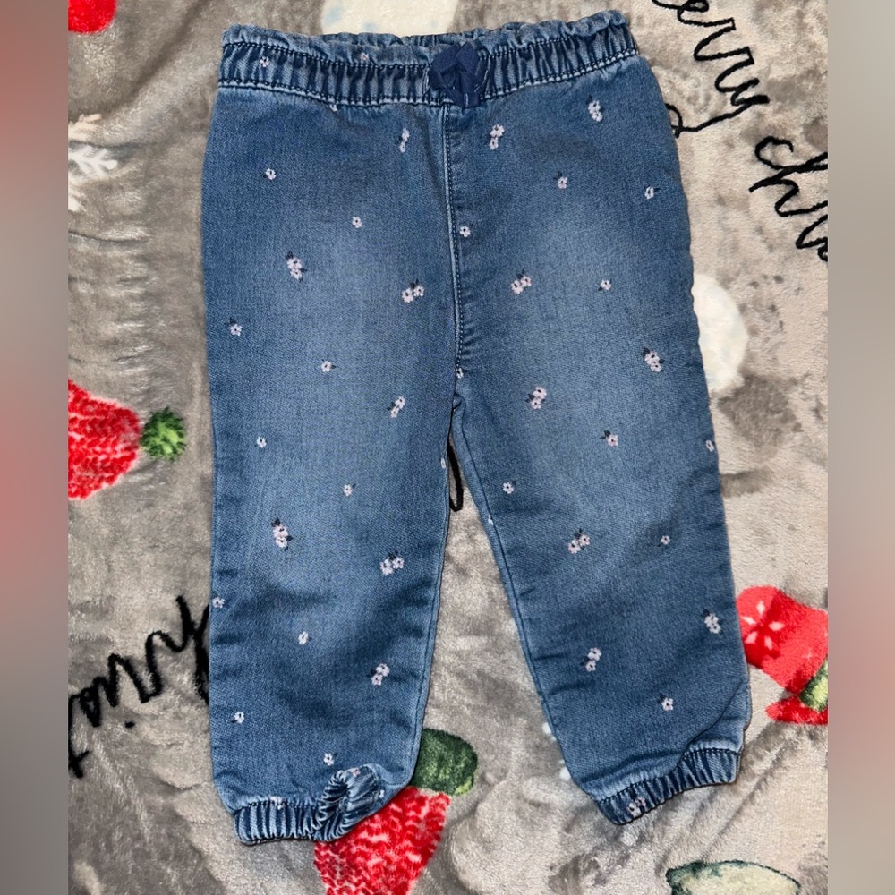 Baby Girls Floral Denim Jeans